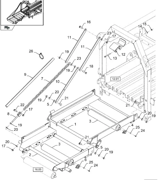 87723507 - Часть рамы прицепного пресс подборщика